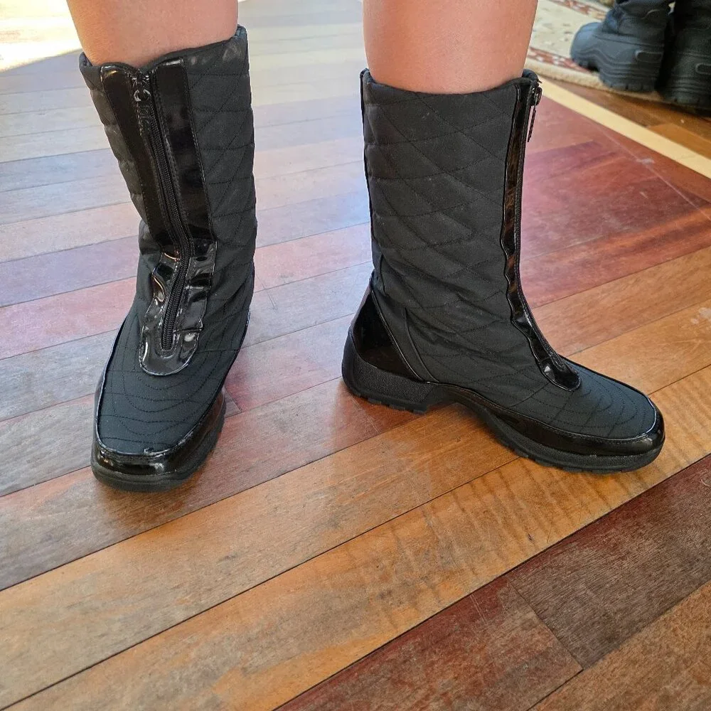 Totes Black Front Zip-Up All Weather Boots Size 10